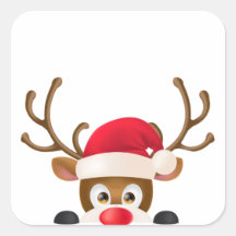 Elegant Reindeer med Santa Hat Sticker-försegling
