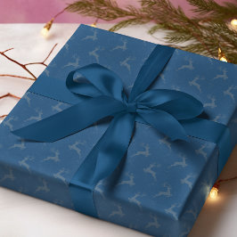 Elegant Reindeer Navy Blue Monotone jul Presentpapper