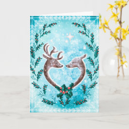 Elegant Reindeer och jul Holly Helgdag Card Kort