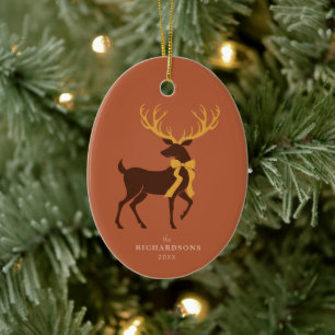 Elegant Reindeer Personlig Family jul Julgransprydnad Keramik