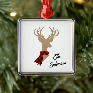 Elegant Reindeer Personlig Family Namn Julgransprydnad Metall