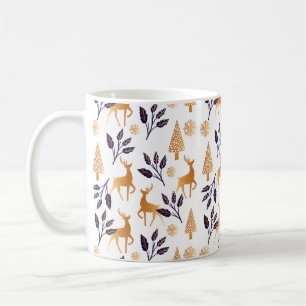 Elegant Reindeer, snöflingor och jul Mönster Kaffemugg