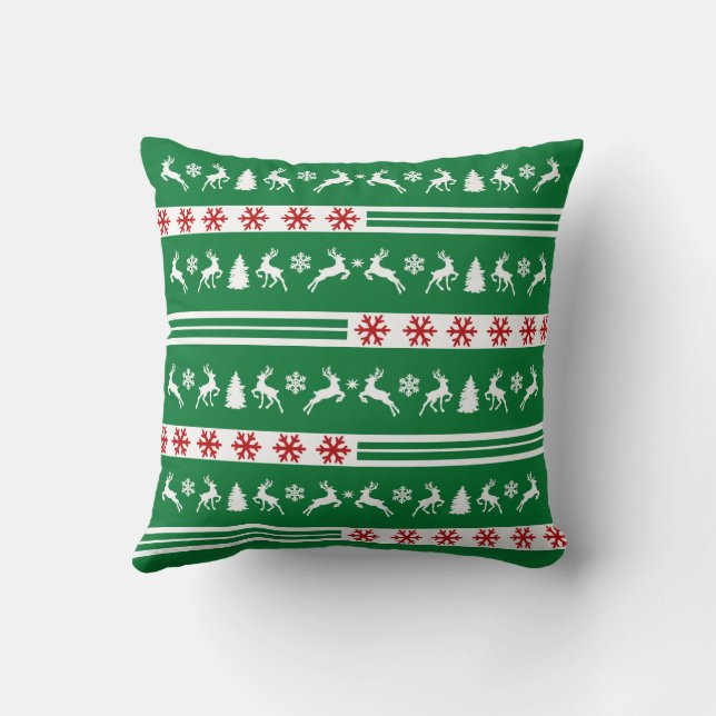 Elegant Reindeers Snöflingor Linjer Kudde (Baksida)