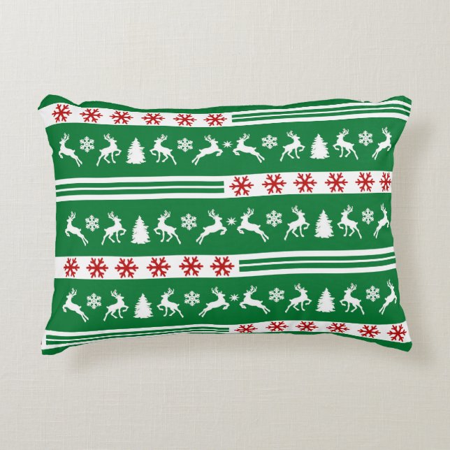 Elegant Reindeers Snöflingor Linjer Prydnadskudde (Framsidan)