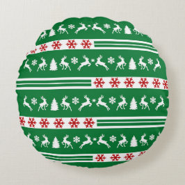 Elegant Reindeers Snöflingor Linjer Rund Kudde