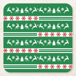 Elegant Reindeers Snöflingor Linjer Underlägg Papper Kvadrat