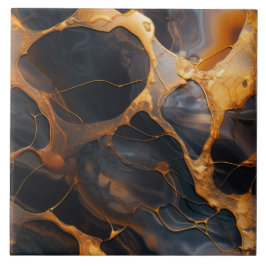 Elegant Relief Black och Guld Marble Kakelplatta