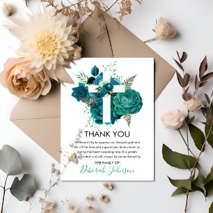 Elegant Religiös Blommig Begravning Foto Tacksamhe Tack Kort