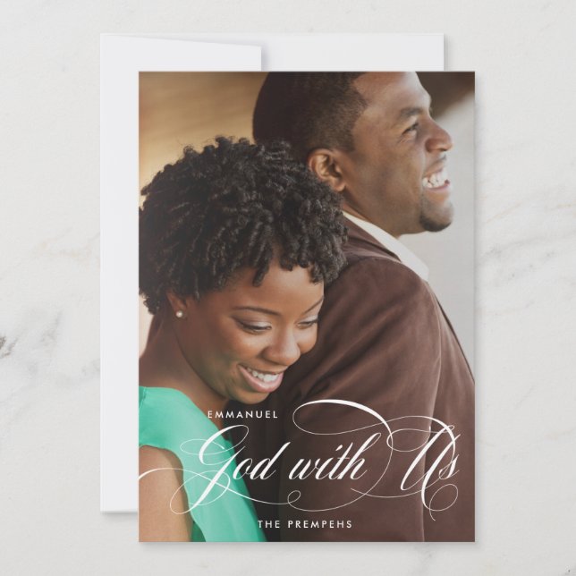 Elegant religiös Emanuel Gud Med Oss Foto Julkort (Framsida)