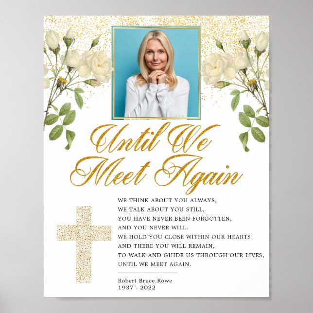 Elegant religiös fotofuneral diktsköld poster (Framsidan)