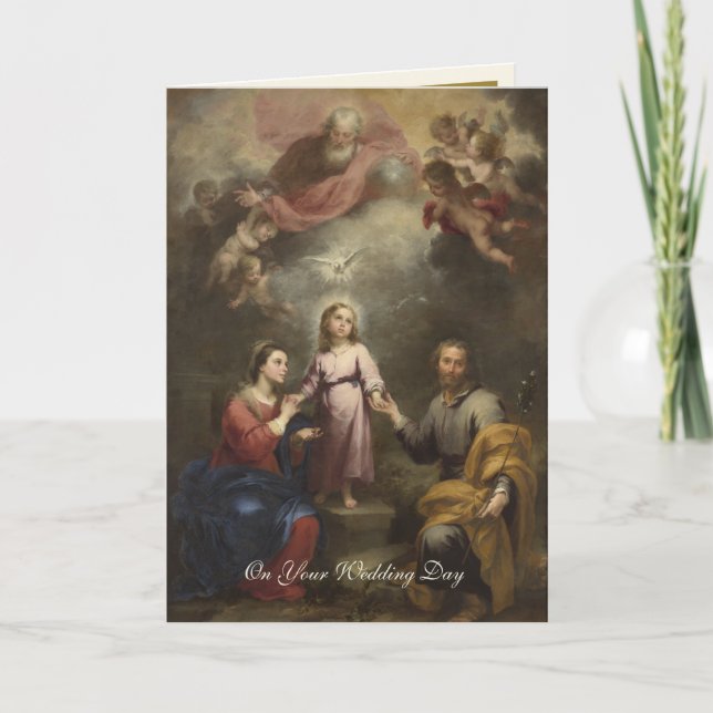 Elegant religiös katolsk helig familj bröllop  kort (Framsida)