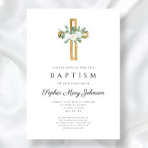 Elegant Religiös Vit Blommig Flickas Dop
