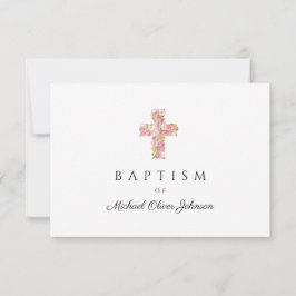Elegant Religiösa Blommigt Rosa Kor Baptism OSA Kort