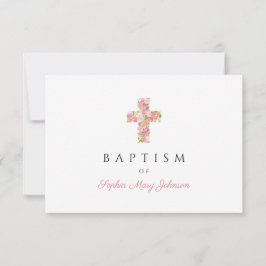 Elegant Religiösa Blommigt Rosa Kor Girl Girl Bapt OSA Kort