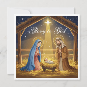 Elegant Religiösa Glad till Gud Kristi jul Julkort