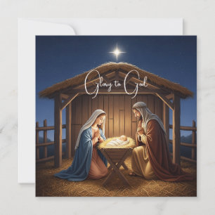 Elegant Religiösa Glad till Gud Kristi jul Julkort