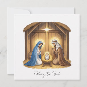 Elegant Religiösa Glad till Gud Kristi jul Julkort