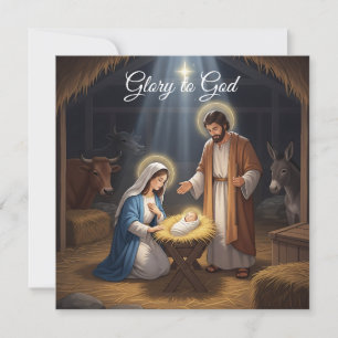 Elegant Religiösa Glad till Gud Kristi jul Julkort