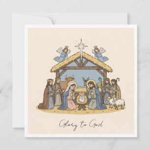 Elegant Religiösa Glad till Gud Kristi jul Julkort