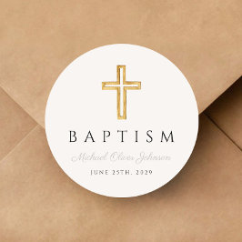 Elegant Religiösa Kor Boy Baptism Runt Klistermärke