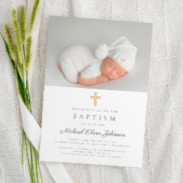Elegant Religiösa Kor Photo Baptism Inbjudningar
