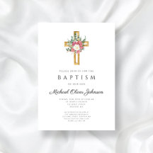 Elegant Religiösa Kor Rosa Blommigt Baptism vid 