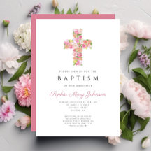 Elegant Religiösa Rosa Blommigt  Kor Baptism