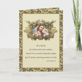Elegant Religiösa St. Joseph Child Jesus Guld Kort