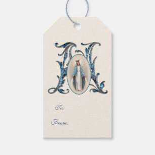 Elegant Religiösa Virgin Mary Blue Catholique Presentetikett