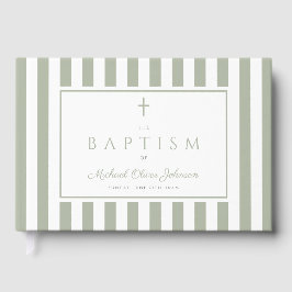Elegant Religious Sage Green Baptism Gästböcker