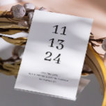 Elegant ren grundläggande typografi minimalistisk  spara datumet<br><div class="desc">Svart och vit ren grundläggande typografi enkel Save the Date för elegant minimalistiskt bröllopstema. Vänligen kontakta mig om du behöver ytterligare artiklar.</div>