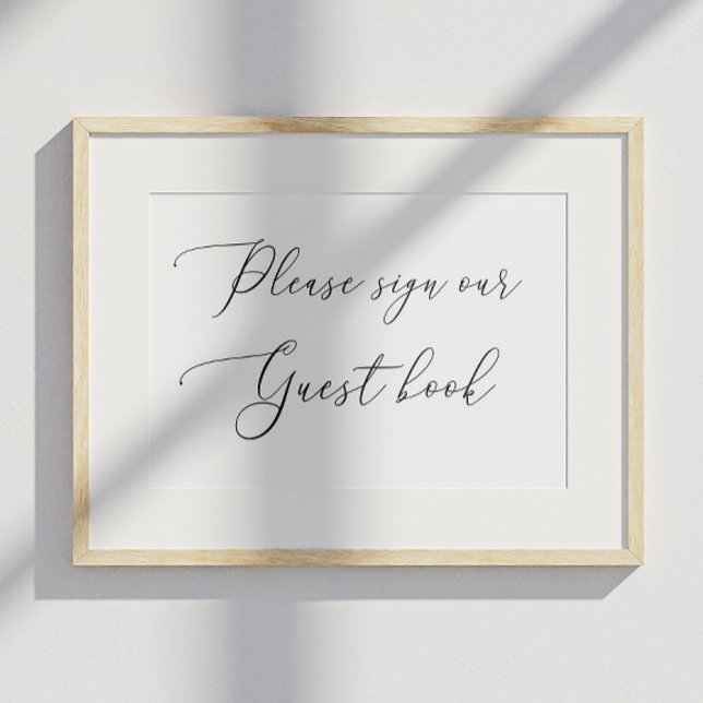 Elegant ren kalligrafi gästbok bröllopsskylt poster (Skapare uppladdad)