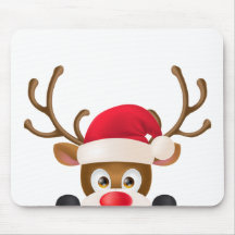 Elegant ren med Santa hatt | Mousepad