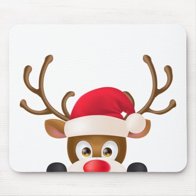 Elegant ren med Santa hatt | Mousepad Musmatta (Framsidan)