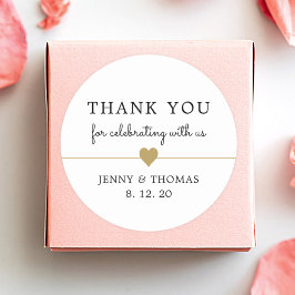 Elegant Ren Vit Falskt Guld Hjärtat Tack Runt Klistermärke