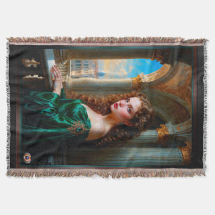 Elegant Renaissance Kvinna i Grönt Dress Filt