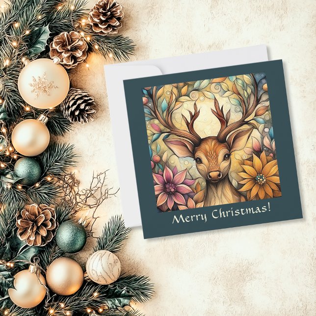 Elegant Rener Anpassade Julkort (Elegant Reindeer Customizable Holiday Card)