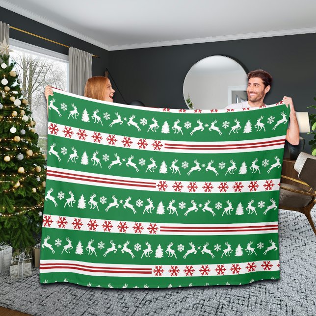 Elegant Reners Snöflingor Linjer Large Fleecefilt (Skapare uppladdad)