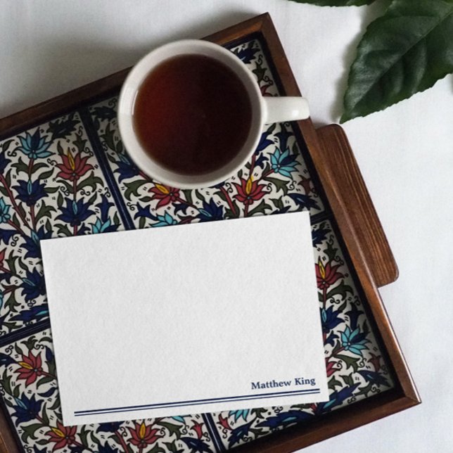 Elegant Rengör blått Linjer Lägg till Namn Anteckningskort (Skapare uppladdad)