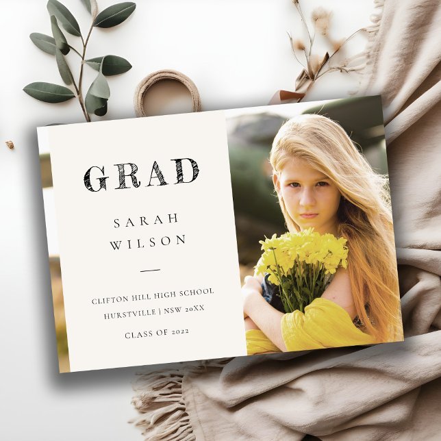 Elegant Rengör minimalt rengöringsfoto Studenten Inbjudningar (Skapare uppladdad)
