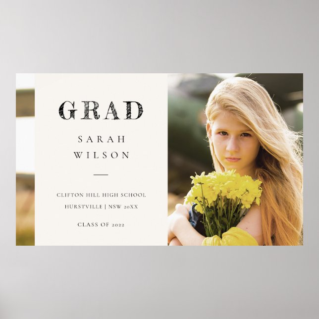 Elegant Rengör minimalt rengöringsfoto Studenten Poster (Framsidan)