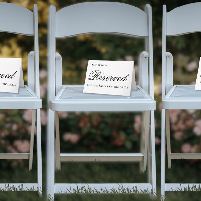 Elegant Reserverad Platsskylt för Bröllop Kort (Fully Custom - Reserved Row Wedding Card Sign)