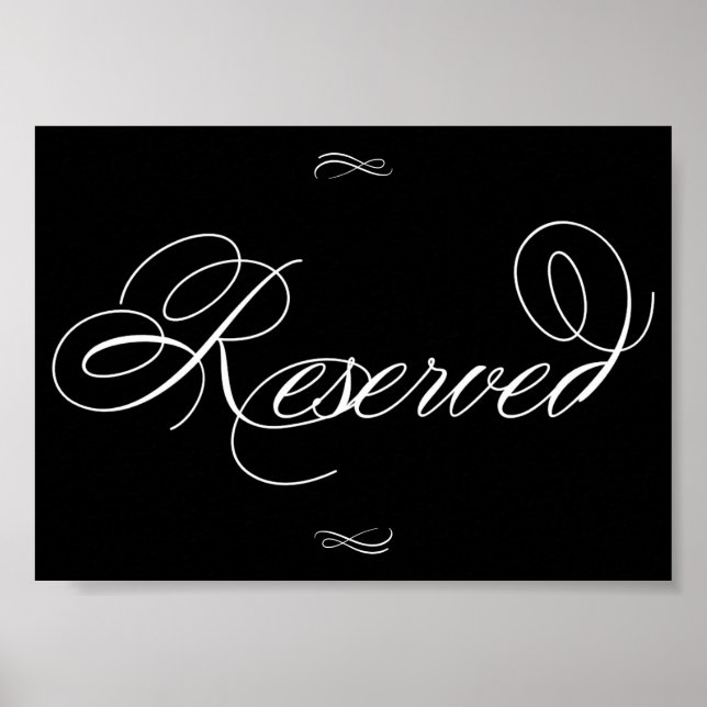 Elegant Reserverat Bord White-skript | VÅGRÄT Poster (Framsidan)
