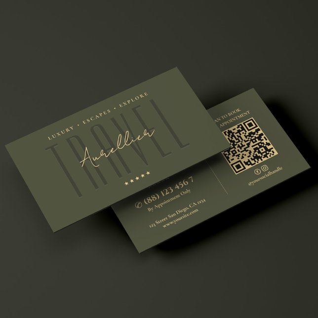 Elegant Resplanerare För Turäventyr Grön Visitkort (Elegant Travel Planner Tour Adventure Green Business Card
)
