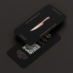 Elegant Restaurant Black Rosegold Chef Knivar Visitkort