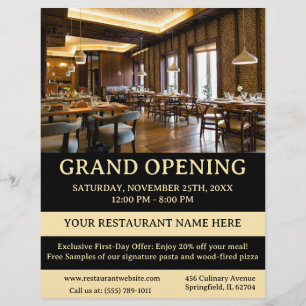 Elegant Restaurant eller Cafe Grand Open Reklamblad