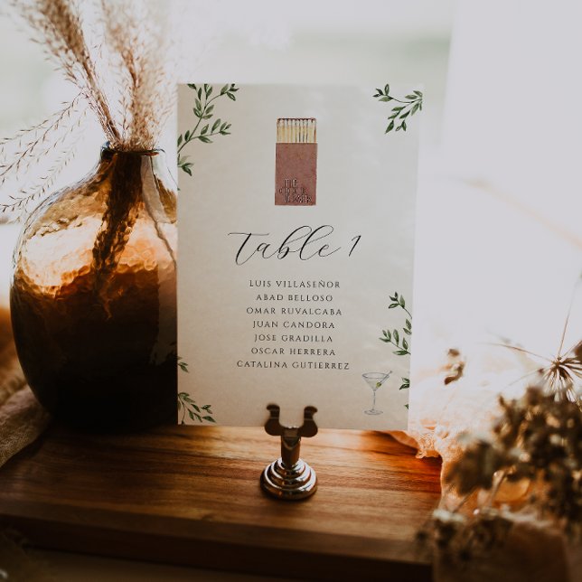 Elegant Restaurant Matchbook Illustration Wedding Bordsnummer (Skapare uppladdad)