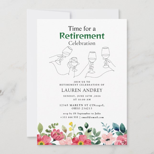 Elegant Retirement Celebration Invitation Inbjudningar (Framsida)