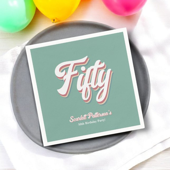 Elegant Retro 70s Groovy Unik 50:e födelsedagen Pappersservett (Skapare uppladdad)