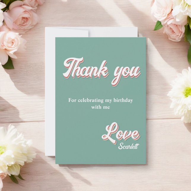 Elegant Retro 70s Groovy Unik födelsedag Tack Kort (Skapare uppladdad)